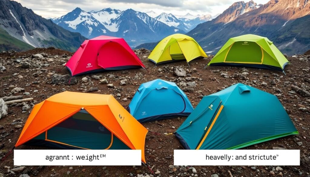 Backpacking tent weight range