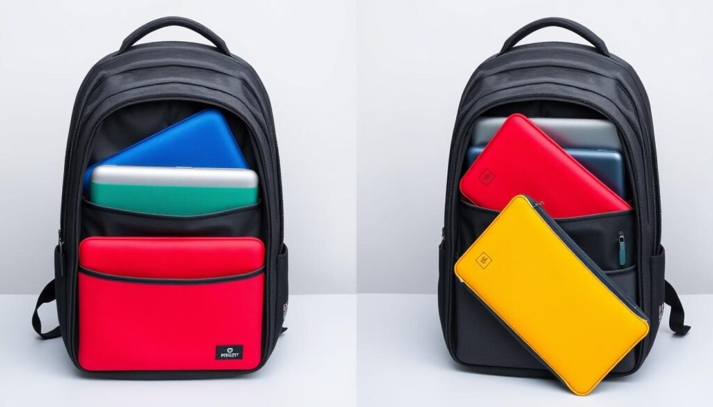 Laptop sleeves for backpack organization