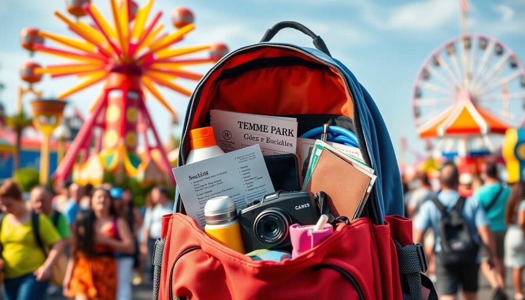 Theme park backpack packing