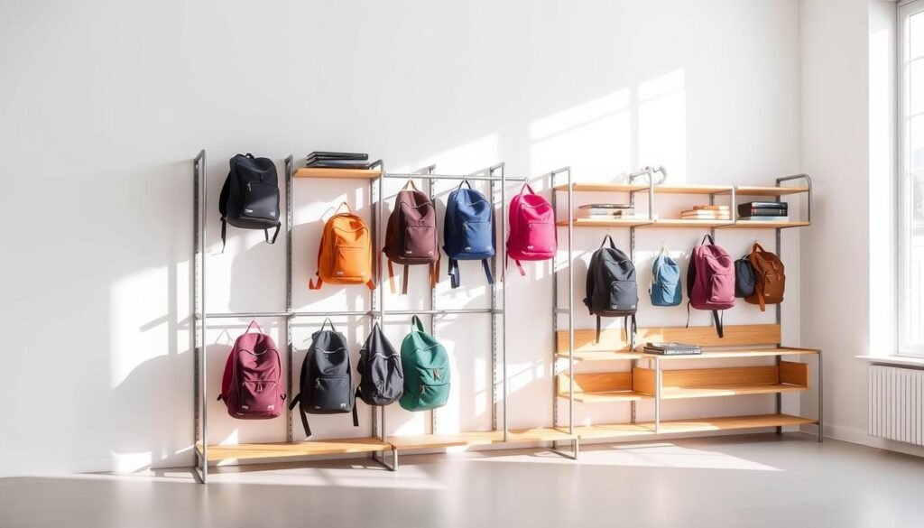 backpack storage rack