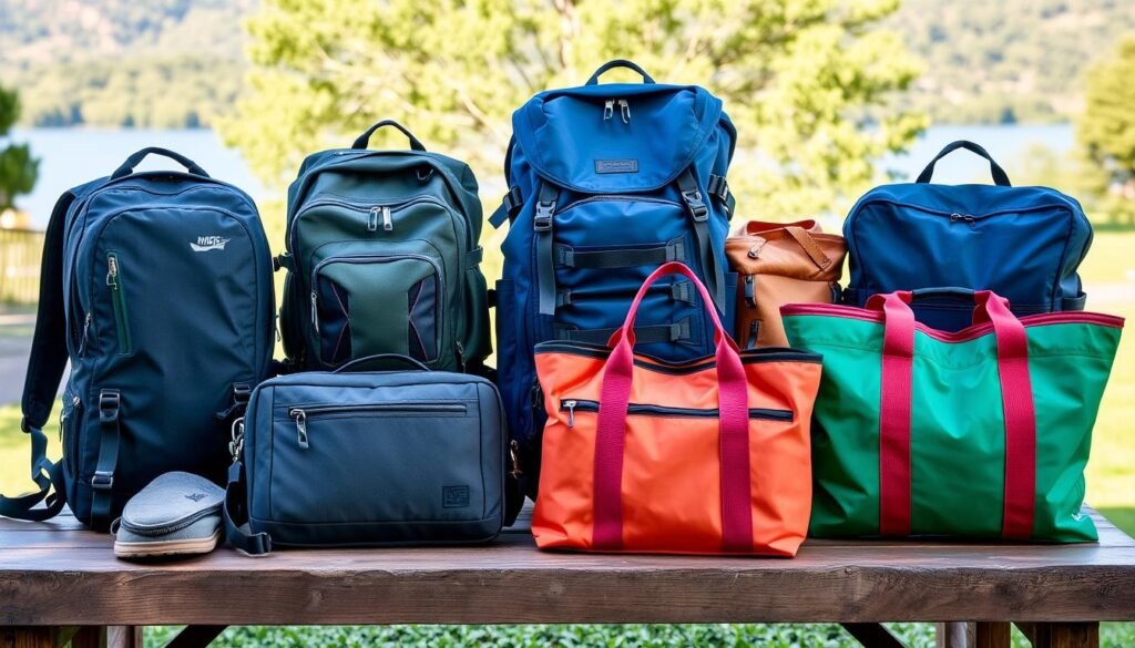 Various types of travel daypacks