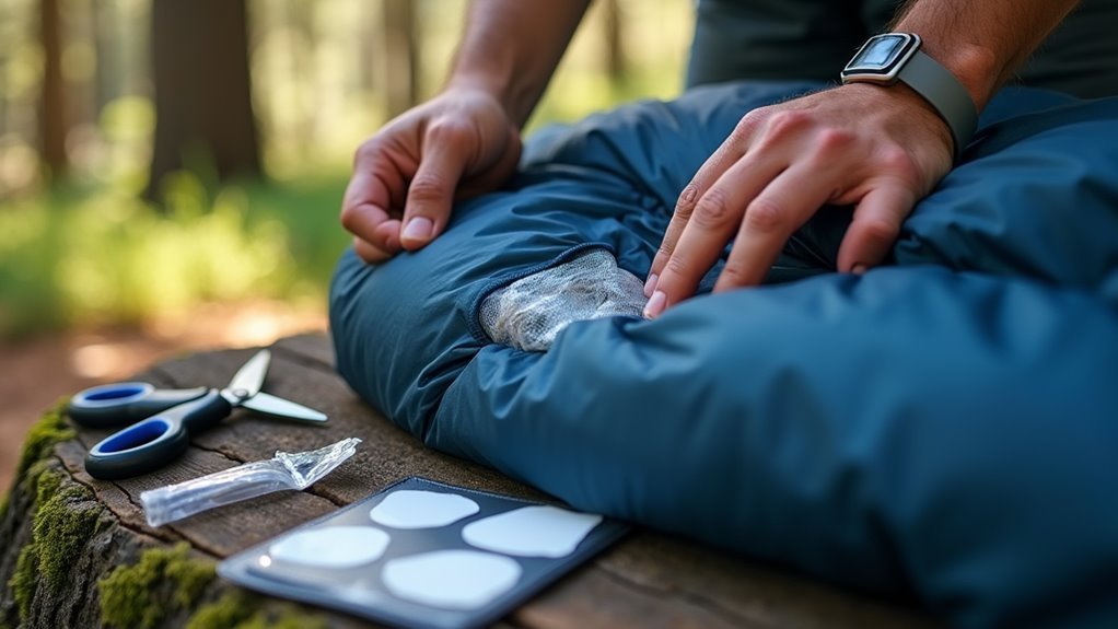 repairing sleeping bag damage