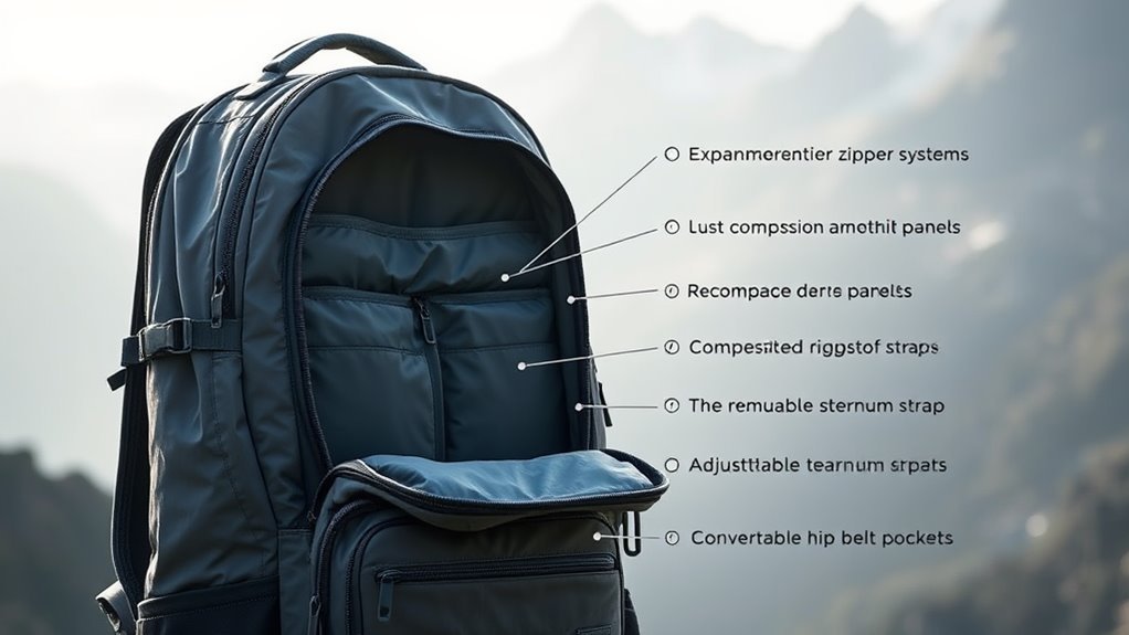 convertible zones storage backpack hybrid